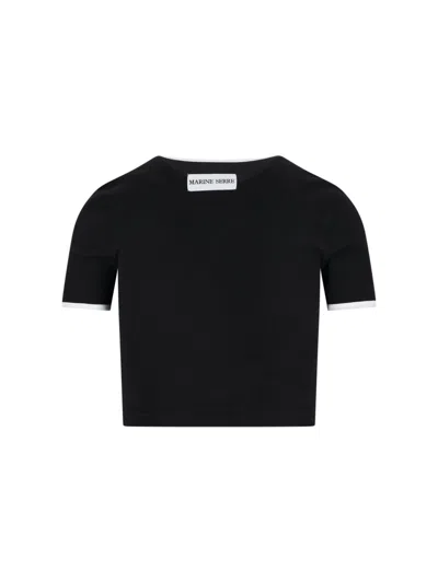 Marine Serre Logo Ringer Top In Black