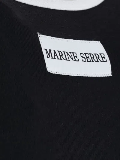 Marine Serre Logo Ringer Top In Black