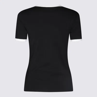 Courrèges Black And White Cotton T-shirt In Black