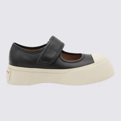Marni Mary Jane Sneakers In Black Nappa Calf Leather In Multi