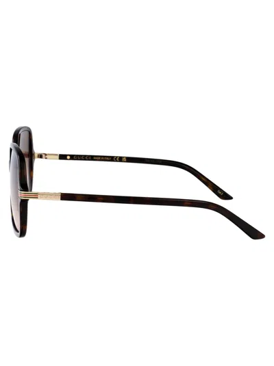 Gucci Metal Framed Havana Sunglasses In Brown