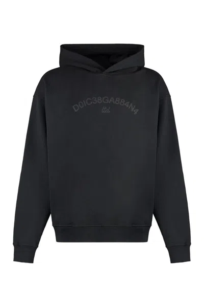 Dolce & Gabbana Cotton Sweatshirt With Frontal Logo In Black