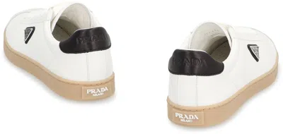 Prada Track Leather Logo-plaque Sneakers In Multi