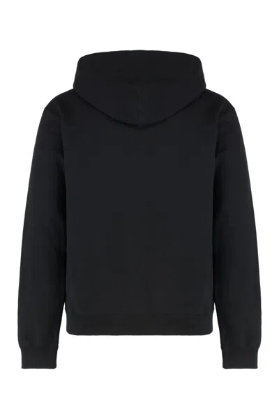 Jil Sander Logo Cotton Hoodie In Black
