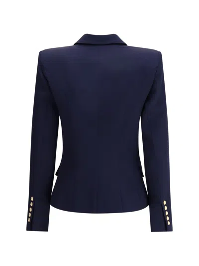 Balmain Structured Double-breasted Blazer Peak Lapels In Blue