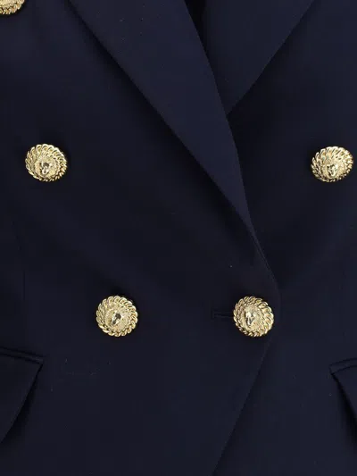 Balmain Structured Double-breasted Blazer Peak Lapels In Blue