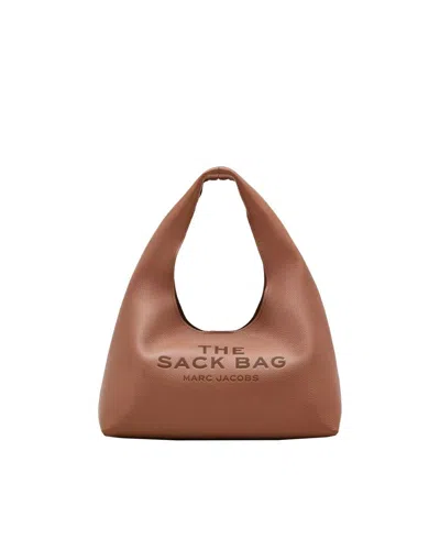 Marc Jacobs The Sack Embossed-logo Leather Shoulder Bag In Brown