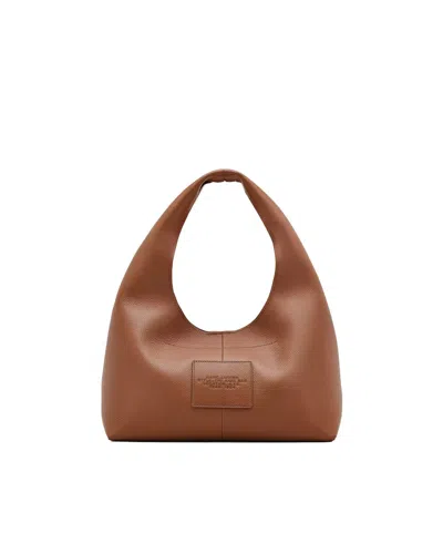 Marc Jacobs The Sack Embossed-logo Leather Shoulder Bag In Brown