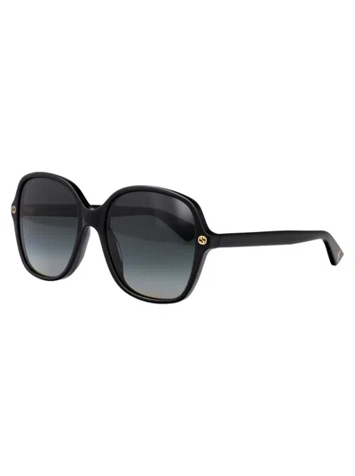 Gucci Black Black Grey Acetate Sunglasses In Black
