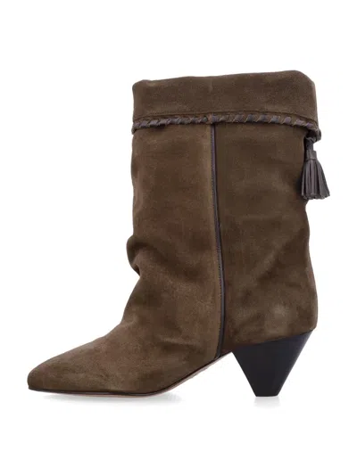 Isabel Marant Dalby Draped Suede Boots In Brown