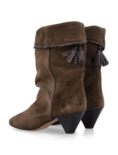 Isabel Marant Dalby Draped Suede Boots In Brown