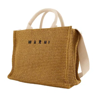 Marni Cotton Small Basket Shopper Bag , Never Carried (authentic Pre-loved) In Brown