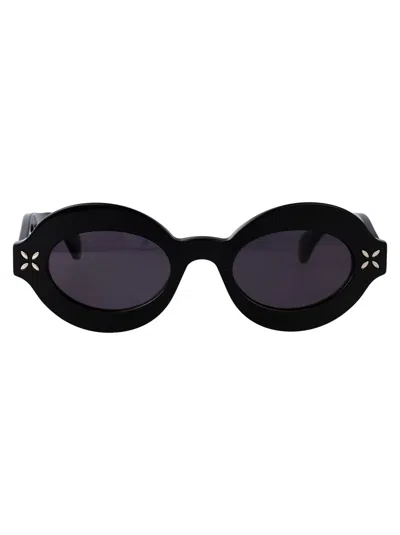 Alaïa Oval-frame Acetate Sunglasses In Black