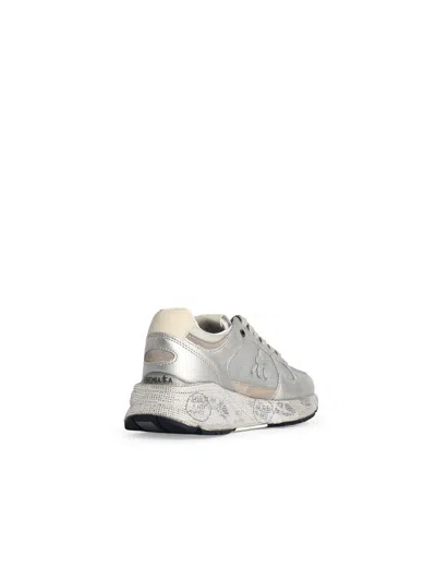Premiata 'mased 7093' Silver Leather Blend Sneakers In Gray