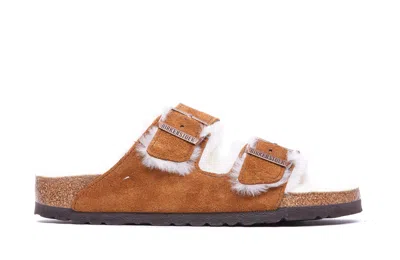 Birkenstock Arizona Shearling Sandals In Brown