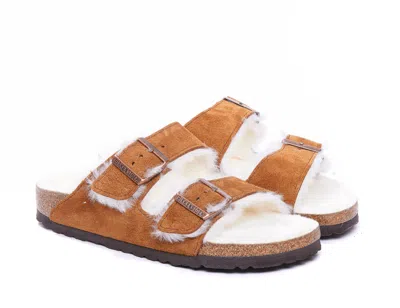 Birkenstock Arizona Shearling Sandals In Brown