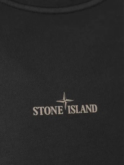 Stone Island Round Neck Sweatshirt In Black