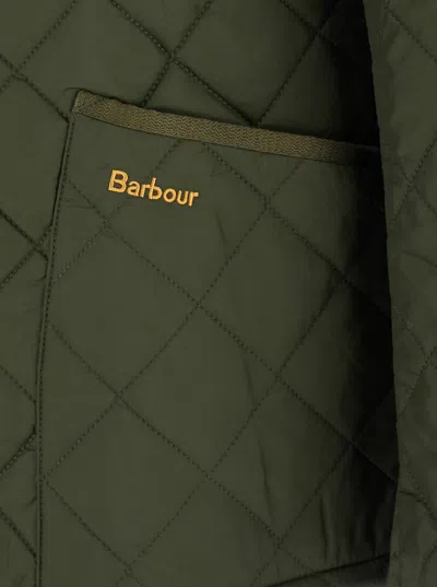 Barbour Heritage Liddesdale Green Jacket With Classic Corduroy Collar And Logo Lettering On The Front In Tec