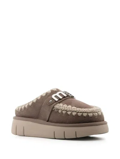 Mou Bounce Clog Metal Logo Shoes In Animal Print