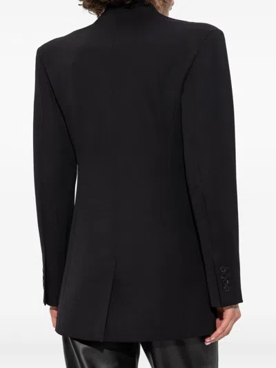 Attico Tailored Black Virgin Wool Jacket In Black