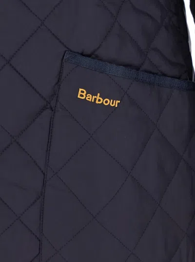 Barbour Heritage Liddesdale Blue Jacket With Classic Corduroy Collar And Logo Lettering On The Front In Tech In Blue