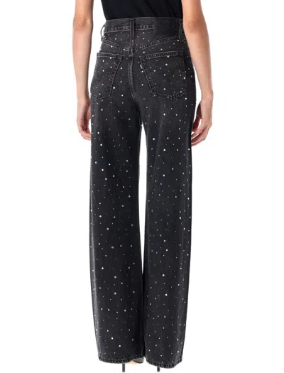 Levi's Ribcage Crystal Wide Leg Jeans In Black