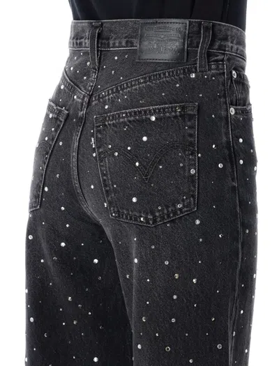 Levi's Ribcage Crystal Wide Leg Jeans In Black
