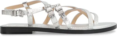 Michael Kors Darrington Leather Sandals In Silver