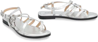 Michael Kors Darrington Leather Sandals In Silver