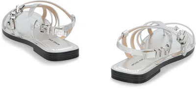 Michael Kors Darrington Leather Sandals In Silver