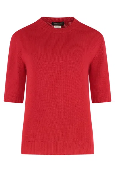 Fabiana Filippi Short Sleeve Cashmere Knit Sweater In Red