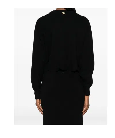 Twinset Wool-cashmere Blend Knitted Jumper In Black