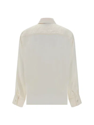 Fendi White Silk Pattern Shirt In White