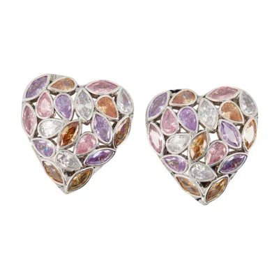Self-portrait Heart Earrings In Multi