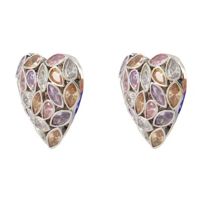 Self-portrait Heart Earrings In Multi