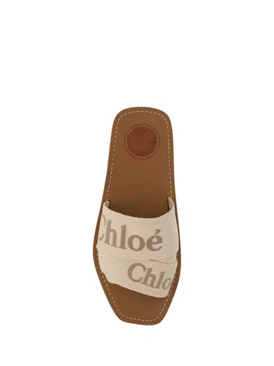 Chloé X High Summer Woody Embroidered Logo Flat Sandals In Animal Print