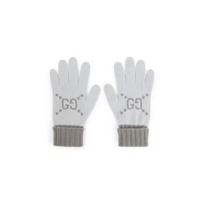Gucci Light Grey Logo Gloves In Gray