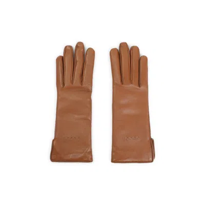 Gucci Long Smooth Leather Gloves For All Seasons In Brown