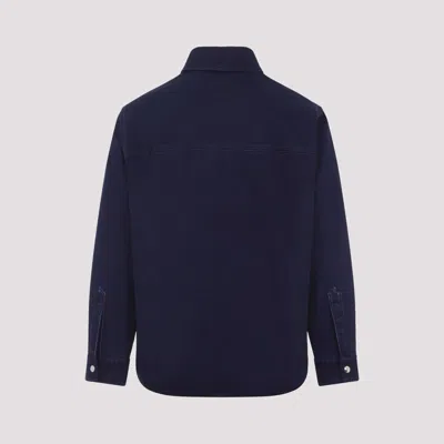 Gucci Blue Jacket With Classic Collar And Reversible Design In Cotton Man In Blue