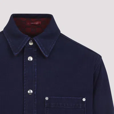Gucci Blue Jacket With Classic Collar And Reversible Design In Cotton Man In Blue