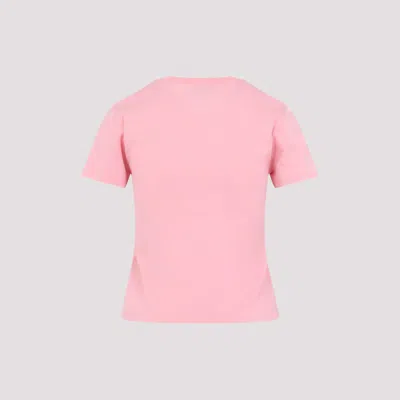 Gucci Women Pink Crewneck T-shirt With Logo Print On The Front In Cotton Woman
