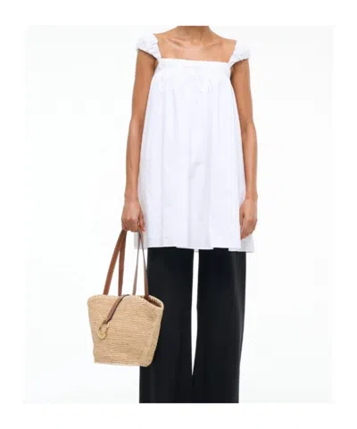 Staud Straight Collar Dress In White