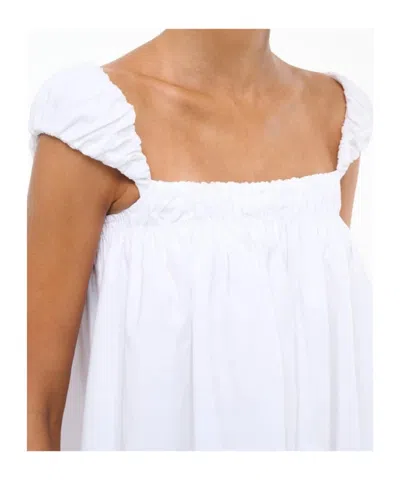 Staud Straight Collar Dress In White