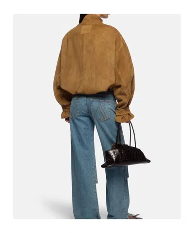 Attico The  Stand-up Collar Jacket In Brown