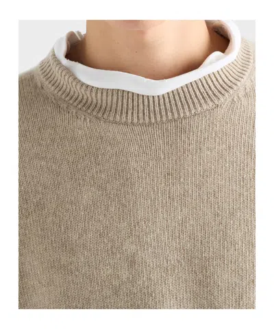 Prada Triangle-logo Ribbed Sweater In Brown