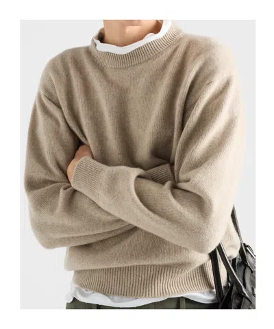 Prada Triangle-logo Ribbed Sweater In Brown