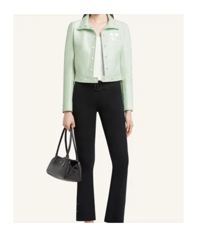Courrèges Cropped Jacket With Glossy Patent Finish And Structured Collar In White