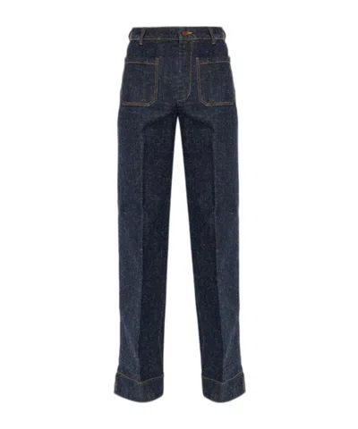 Victoria Beckham Patch-pocket Jeans In Blue