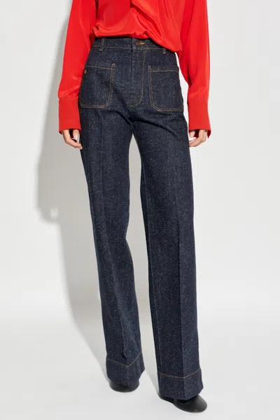 Victoria Beckham Patch-pocket Jeans In Blue