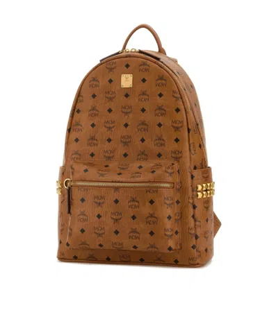 Mcm Canvas Backpack Featuring Adjustable Straps In Brown
